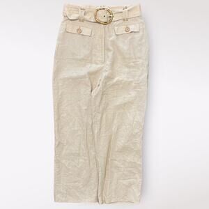Finders Keepers Pants Belted Size US 6 Tan Linen and Cotton